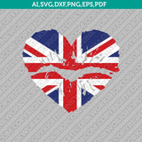 United Kingdom Lips Union Jack British UK Flag In Shape of Heart SVG Vector Silhouette Cameo Cricut Cut File Clipart Dxf Png Eps