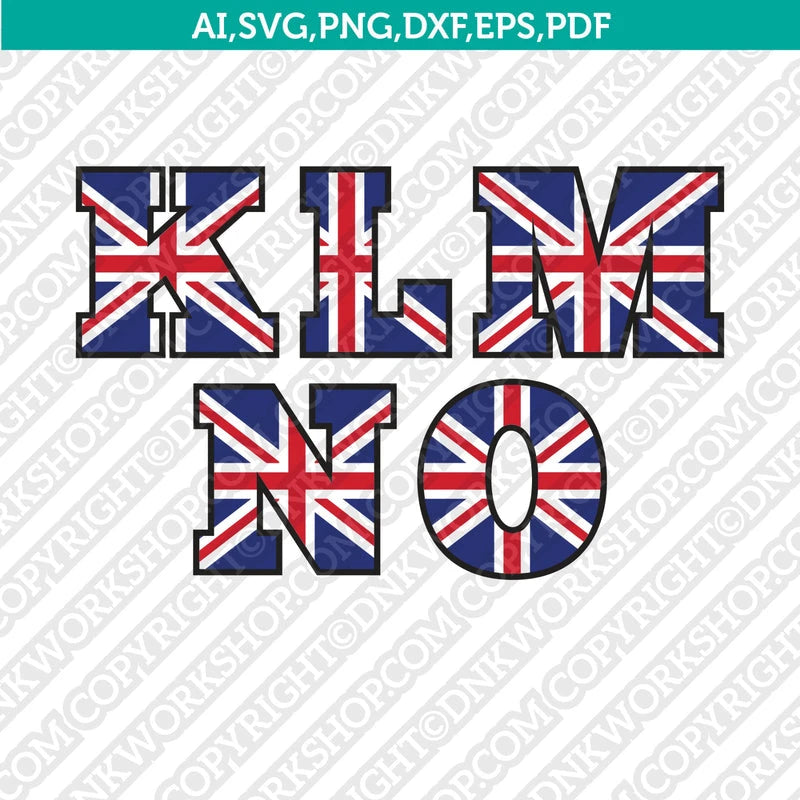 United Kingdom Union Jack Flag Letters Fonts SVG Vector Cut File ...