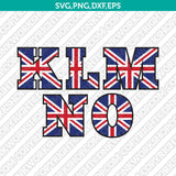 Union Jack United Kingdom Flag Number Alphabet SVG Vector Silhouette Cricut PNG