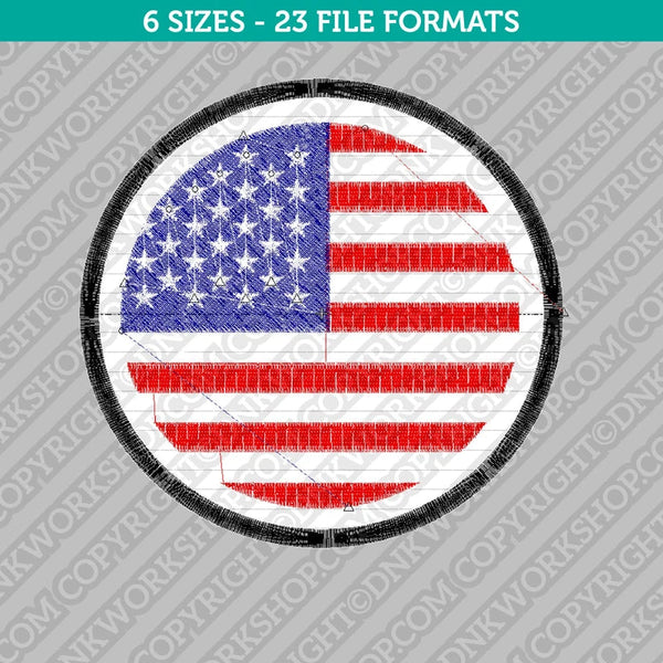 American Flag Embroidery Design - 5 Sizes - INSTANT DOWNLOAD