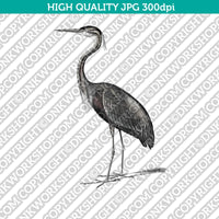 Classic Vintage Printable Wall Art Painting Bird Purple Heron Digital Download