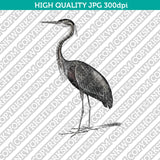 Classic Vintage Printable Wall Art Painting Bird Purple Heron Digital Download
