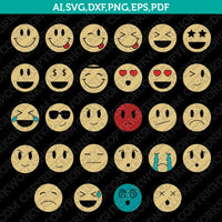 Vintage Emoji SVG Cut File Vector Cricut Silhouette Cameo Clipart Png Dxf Eps