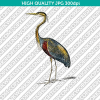 Classic Vintage Printable Wall Art Painting Bird Purple Heron Digital Download