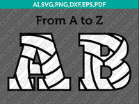 Volleyball Volley Team Letter Font Alphabet SVG Cut File Cricut Vector Sticker Decal Silhouette Cameo Dxf PNG Eps
