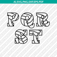 Volleyball Volley Team Letter Font Alphabet SVG Cut File Cricut Vector Sticker Decal Silhouette Cameo Dxf PNG Eps