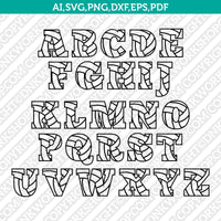 Volleyball Volley Team Letter Font Alphabet SVG Cut File Cricut Vector Sticker Decal Silhouette Cameo Dxf PNG Eps