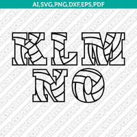 Volleyball Volley Team Letter Font Alphabet SVG Cut File Cricut Vector Sticker Decal Silhouette Cameo Dxf PNG Eps