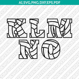 Volleyball Volley Team Letter Font Alphabet SVG Cut File Cricut Vector Sticker Decal Silhouette Cameo Dxf PNG Eps