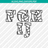 Volleyball Volley Team Letter Font Alphabet SVG Cut File Cricut Vector Sticker Decal Silhouette Cameo Dxf PNG Eps