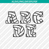 Volleyball Volley Team Letter Font Alphabet SVG Cut File Cricut Vector Sticker Decal Silhouette Cameo Dxf PNG Eps