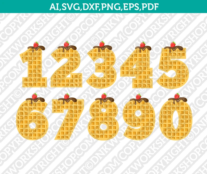 Waffle Birthday Cream Tart Cake Numbers SVG Cricut Cut File Clipart ...