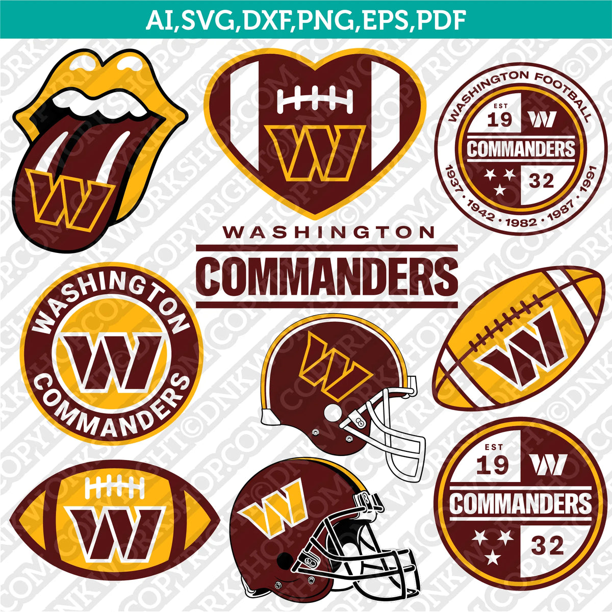 Commanders Vector Washington Commanders SVG Bundle – NFL Football Logo Vector Cricut ...