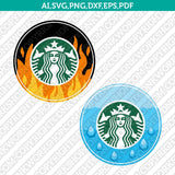Water Fire Flame Starbucks SVG Tumbler Cold Cup Cut File Cricut Vector Sticker Decal Silhouette Cameo Dxf PNG Eps