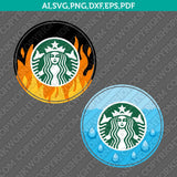 Water Fire Flame Starbucks SVG Tumbler Cold Cup Cut File Cricut Vector Sticker Decal Silhouette Cameo Dxf PNG Eps