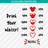 Water Tracker Bottle Mickey SVG Cut File Cricut Vector Sticker Decal Silhouette Cameo Dxf PNG Eps