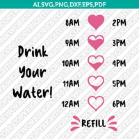 Water Tracker Bottle Heart SVG Cut File Cricut Vector Sticker Decal Silhouette Cameo Dxf PNG Eps