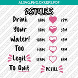 Water Tracker Bottle Heart SVG Cut File Cricut Vector Sticker Decal Silhouette Cameo Dxf PNG Eps