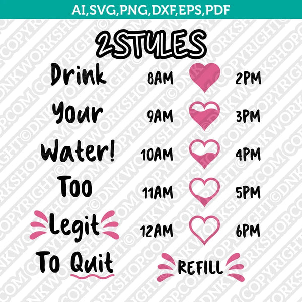 Water Tracker Bottle Heart SVG Cut File Cricut Vector Sticker Decal Silhouette Cameo Dxf PNG Eps