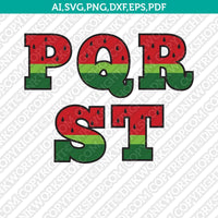 Watermelon Letters Fonts Alphabet SVG Vector Silhouette Cameo Cricut Cut File Clipart Png Dxf Eps