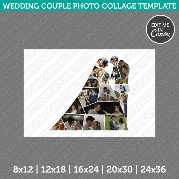 Wedding Couple 2 Photo Collage Template Canva PDF