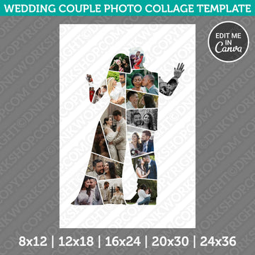 Wedding couple collage template