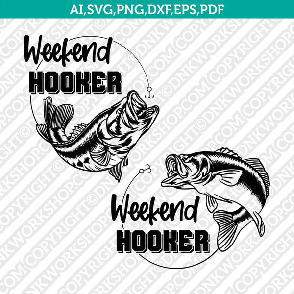 bass fish hook svg Jumping and Fishing Cut File Vector Cricut Clipart DNKWorkshop Weekend Hooker Bass Fish and