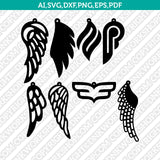 Wings Earring Svg Silhouette Cameo Vector Cricut Laser Cut File Clipart Png Eps Dxf