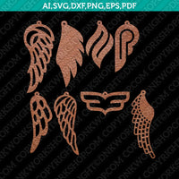 Wings Earring Svg Silhouette Cameo Vector Cricut Laser Cut File Clipart Png Eps Dxf