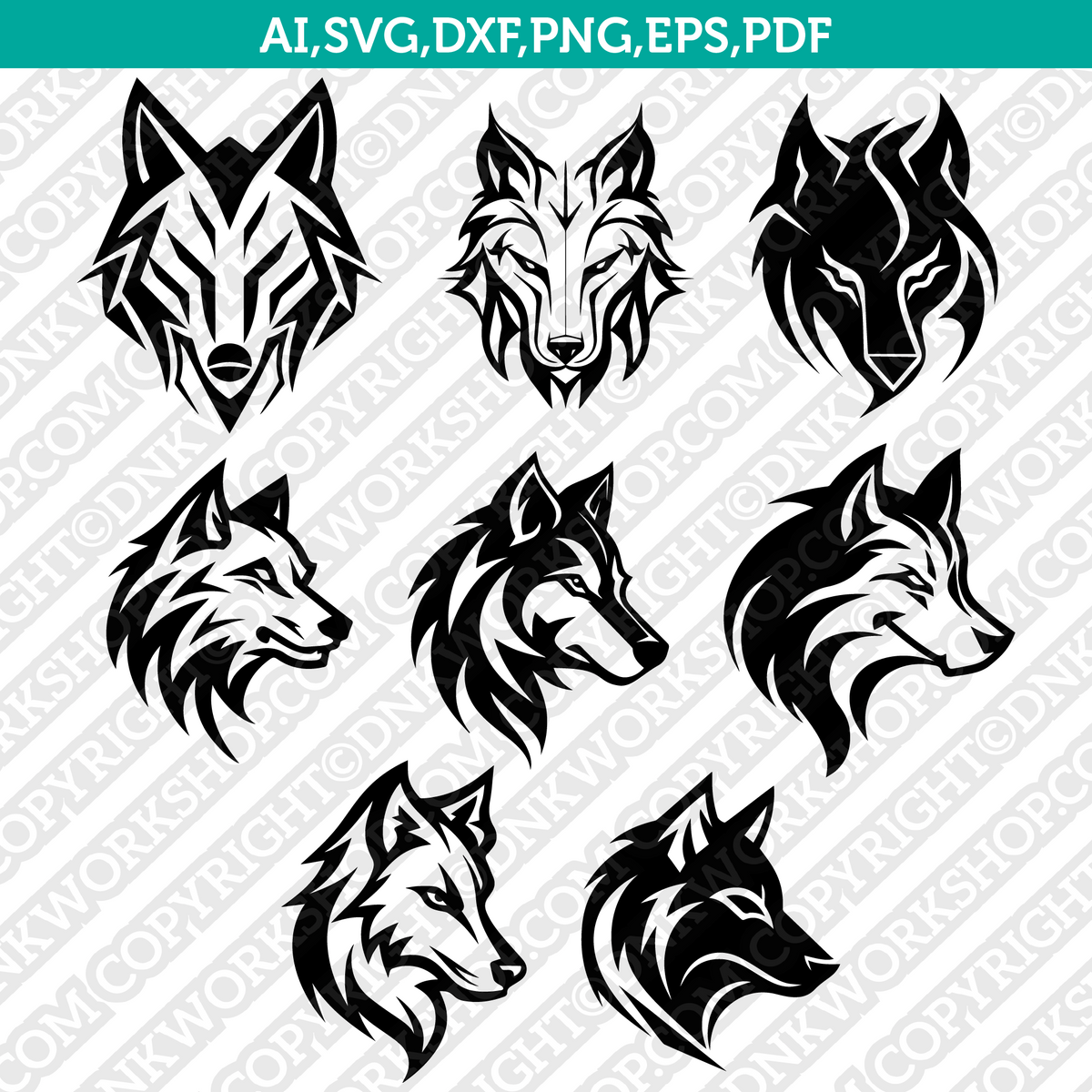 Wolf Head SVG Mascot Cut File Cricut Clipart Png – DNKWorkshop