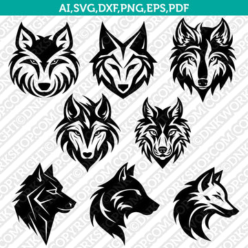 Wolf Head SVG Mascot Cut File