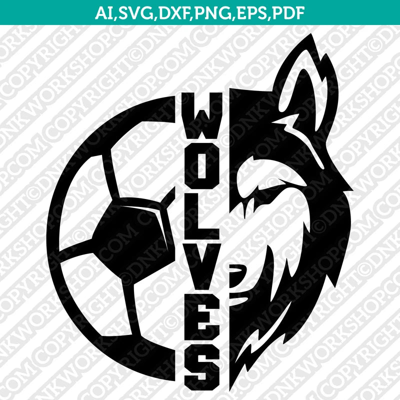Wolves Soccer SVG Vector Silhouette Cameo Cricut Cut File Clipart Eps ...