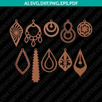 Wood Leather Acrylic Tear Drop Pendant SVG Cricut Laser Cut File Clipart Png Eps Dxf