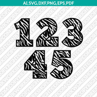 Zebra Numbers SVG Cut File Silhouette Cameo Cricut Clipart Png Dxf Eps Vector