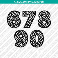 Zebra Numbers SVG Cut File Silhouette Cameo Cricut Clipart Png Dxf Eps Vector