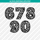 Zebra Numbers SVG Cut File Silhouette Cameo Cricut Clipart Png Dxf Eps Vector