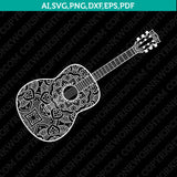 Ornament Zentangle Guitar SVG Silhouette Cameo Cricut Laser Cut File Clipart Png Eps Dxf