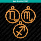 Zodiac Horoscope Astrological Earring Pendant Template SVG Laser Cut File Vector Cricut Png