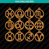 Zodiac Horoscope Astrological Earring Pendant Template SVG Laser Cut File Vector Cricut Png