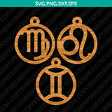 Zodiac Horoscope Astrological Earring Pendant Template SVG Laser Cut File Vector Cricut Png