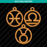 Zodiac Horoscope Astrological Earring Pendant Template SVG Laser Cut File Vector Cricut Png
