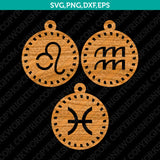 Zodiac Horoscope Astrological Sign Earring Pendant Template SVG Laser Cut File Vector Cricut Png