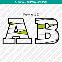 Zombie Letters Mummy Monster Bandage Halloween Letter Font Alphabet Lettering Party SVG Vector Silhouette Cameo Cricut Cut File Clipart Png Dxf Eps