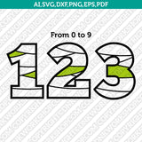 Zombie Numbers  SVGVector Silhouette Cameo Cricut Cut File Dxf Png Eps