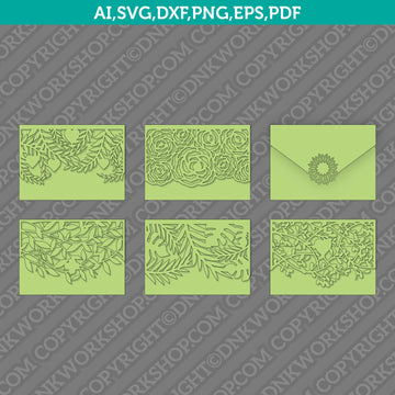 A7 Floral Envelope Template SVG Design