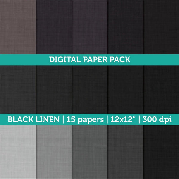Digital Papers | Digital Scrapbooking Black Linen Textured Paper Instant Download