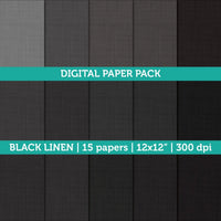 Digital Papers Scrapbooking Black Linen Textured Paper Instant Download