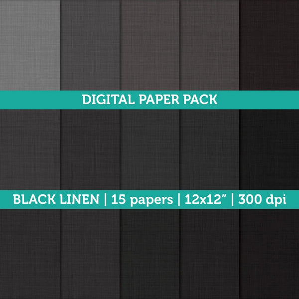 Digital Papers Scrapbooking Black Linen Textured Paper Instant Download