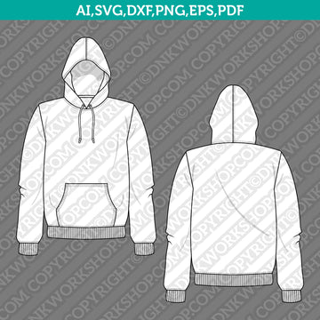 Unisex Hoodie SVG Template technical sketch
