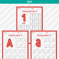Printable Kindergarten Worksheets for Tracing Letters & Numbers